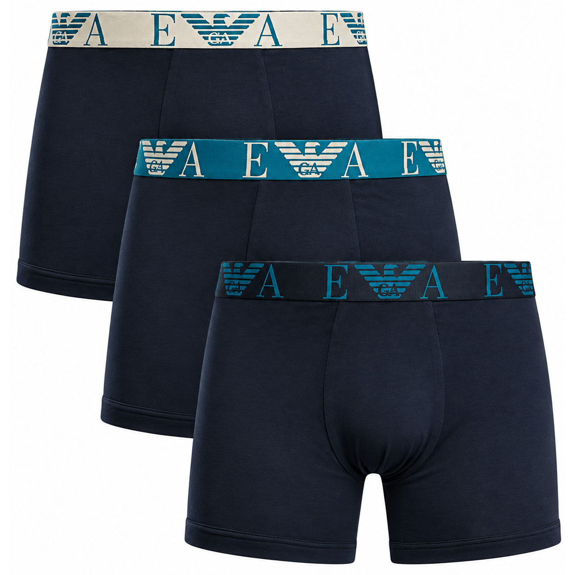 Armani boxershorts 3-pack met EA logo band blauw